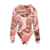 Pink Rose All-Over Print Women's Raglan Sleeve Hooded Bodysuit - Image 2