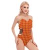 Bright Herringbone Women's Tube Top Bodysuit With Side Black Straps - Image 2