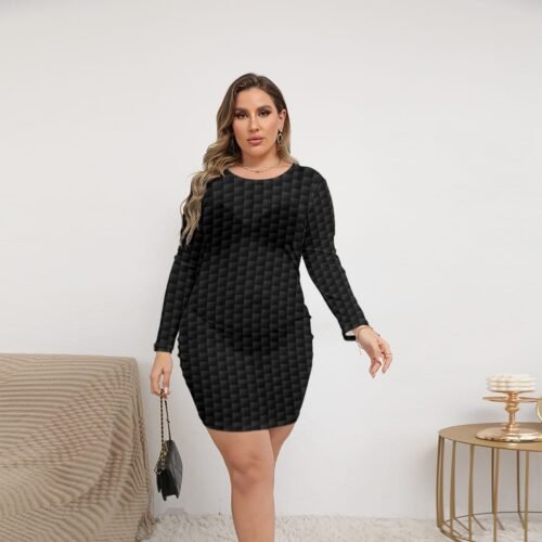 Women's Black Mesh Dress (Plus Size)