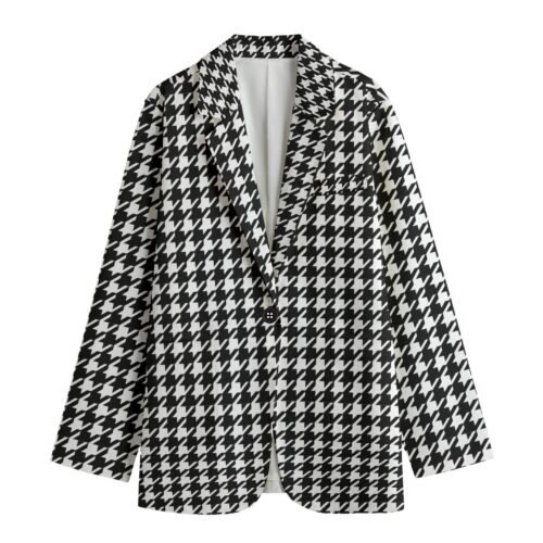 Large Print Houndstooth Women's Leisure Blazer