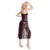 Dark Magenta Women's Lace Cami Cross Back Dress, Skinny Fit, Lingerie Dress - Image 4