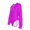 Bright Magenta All-Over Print Women's Raglan Sleeve Hooded Bodysuit - Image 4