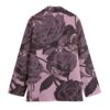 Black Pink Floral All-Over Print Women's Leisure Blazer - Image 2