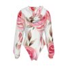 White and Pink Floral Print Women's Raglan Sleeve Hooded Bodysuit - Image 2