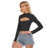 Women's Black Hollow Chest Keyhole Tight Crop Top - Image 3