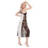 White, Women's Lace Cami Cross Back Dress, Spaghetti Straps - Image 4