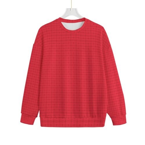 Red All-Over Print Unisex Drop-shoulder Knitted Fleece Sweater