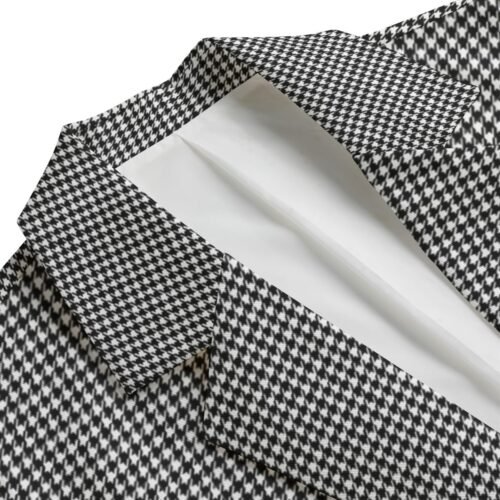 Houndstooth Men's Casual Flat Lapel Collar Blazer - Image 3