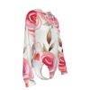 White and Pink Floral Print Women's Raglan Sleeve Hooded Bodysuit - Image 3