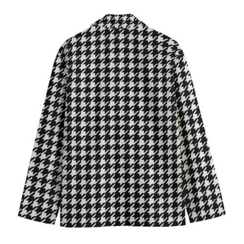 Large Print Houndstooth Men's Casual Flat Lapel Collar Blazer - Image 2