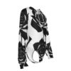 Black Rose All-Over Print Floral Women's Raglan Sleeve Hooded Bodysuit - Image 3