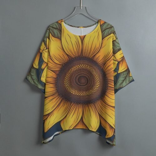 Sunflower All-Over Print Women's Bat Sleeve Shirt - Image 2