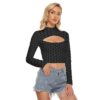 Women's Black Hollow Chest Keyhole Tight Crop Top - Image 2