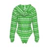 Green Christmas Women's Raglan Sleeve Hooded Bodysuit - Image 2