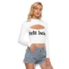 Fets Luck Women's White Hollow Chest Keyhole Tight Crop Top - Image 2