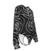 Black Floral All-Over Print Women's Raglan Sleeve Hooded Bodysuit - Image 3