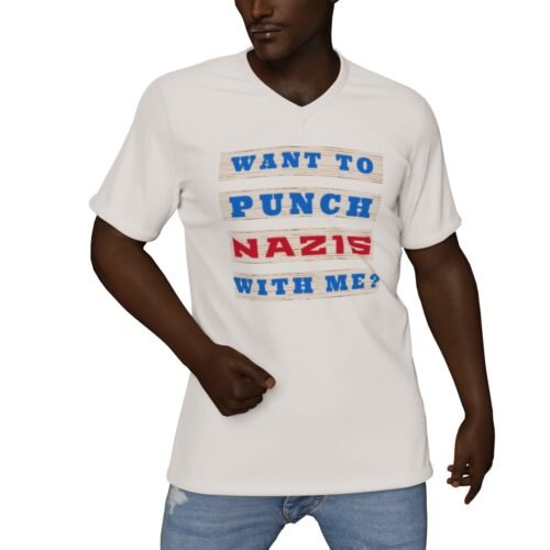 Want to Punch Nazis All-Over Print V-Neck T-Shirt