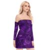 Purple Floral Women's Off-shoulder Back Lace-up Dress - Image 2