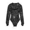 Spiderweb Black Women's Raglan Sleeve Hooded Bodysuit - Image 2