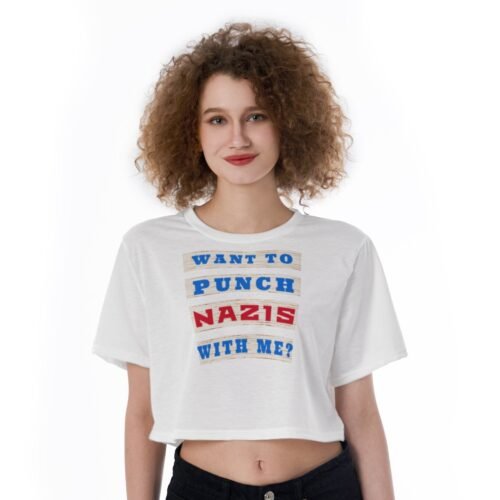 Want to Punch Nazis All-Over Print Cropped T-Shirt