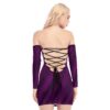 Purple Print Women's Off-shoulder Back Lace-up Dress - Image 4