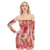 Abstract Brush Sexy Off-shoulder Tube Top Dress - Image 3