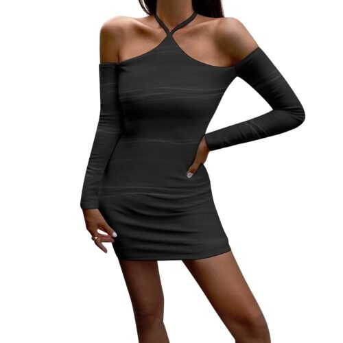 Black Women's Halter Lace-up Dress - Image 3