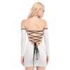 White Women's Off-shoulder Back Lace-up Dress - Image 4