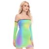 Pastel All-Over Print Women's Off-shoulder Back Lace-up Dress - Image 2