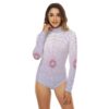 Spider Web White Long Sleeve Sweater Bodysuit with Turtleneck - Image 2