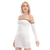 White Women's Off-shoulder Back Lace-up Dress - Image 3