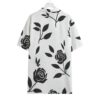 Black Floral White Classic Hawaiian shirt with a Roman collar - Image 2