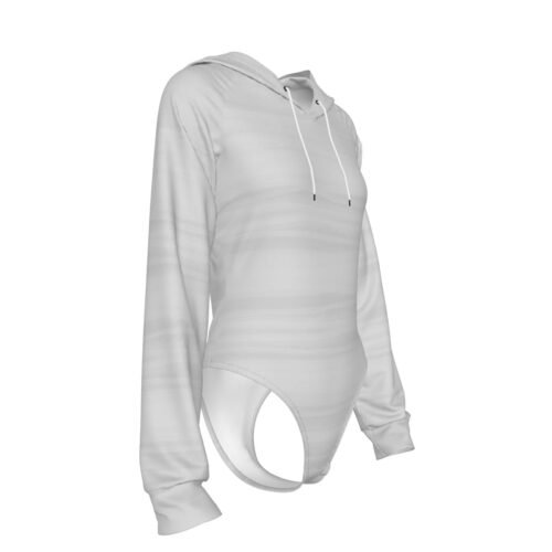 White Women's Raglan Sleeve Hooded Bodysuit - Image 3