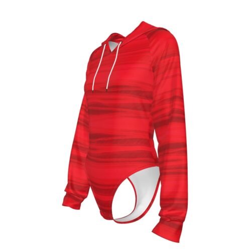 Red Women's Raglan Sleeve Hooded Bodysuit - Image 4