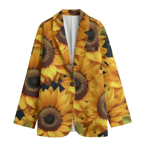 Sunflowers All Over Print Womens Leisure Blazer - Image 2