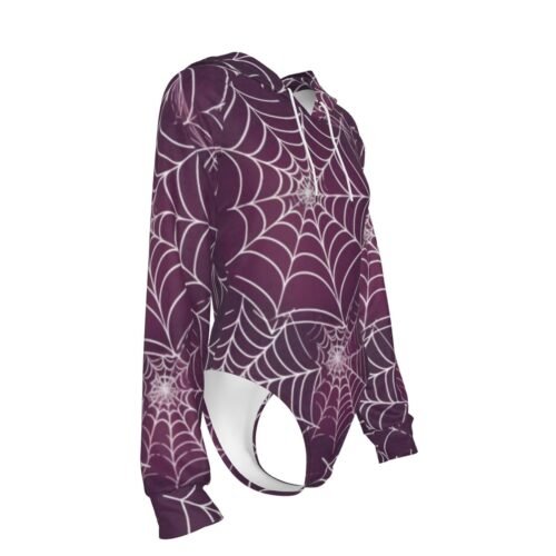 Spiderweb Women's Raglan Sleeve Hooded Bodysuit - Image 3