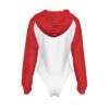 Red Sleeve Women's White Raglan Sleeve Hooded Bodysuit - Image 2