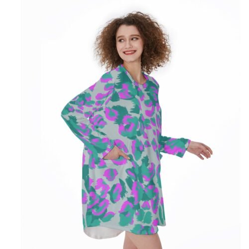 Ambrosia Aglow All-Over Print Women's Casual Loose Long Sleeve Dress With Pocket - Image 2