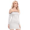 White Women's Off-shoulder Back Lace-up Dress - Image 2