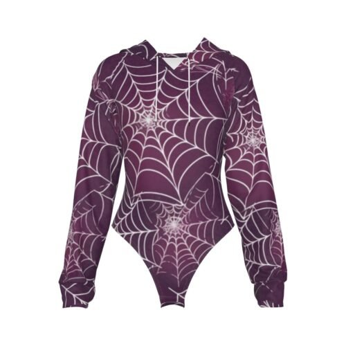 Spiderweb Women's Raglan Sleeve Hooded Bodysuit