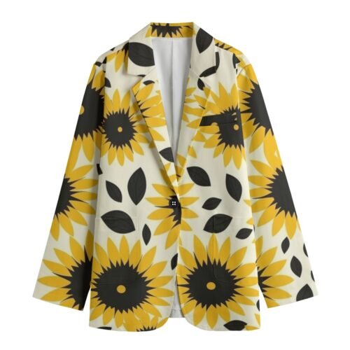 Minimalist Sunflower All-Over Print Women's Leisure Blazer