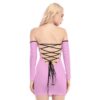 Pastel Pink Women's Off-shoulder Back Lace-up Dress - Image 4