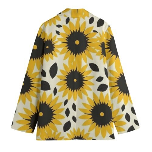 Minimalist Sunflower All-Over Print Women's Leisure Blazer - Image 2