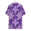 Purple Floral All-Over Print Men's Hawaiian Shirt With Button Closure - Image 2