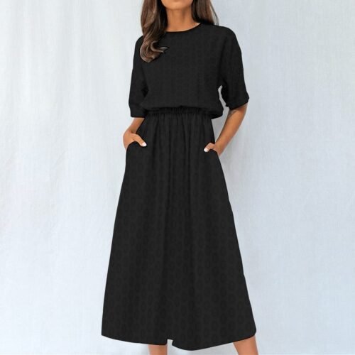 Black Women's Elastic Waist Dress - Image 3