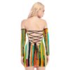 Abstract Paint Stripes Sexy Off-Shoulder Tube Top Dress - Image 2