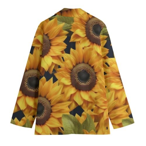 Sunflowers All Over Print Womens Leisure Blazer - Image 3