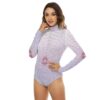 Spider Web White Long Sleeve Sweater Bodysuit with Turtleneck - Image 4