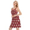 Christmas Snowman Print Women's Sleeveless Red Cami Dress - Image 2