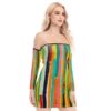 Abstract Paint Stripes Sexy Off-Shoulder Tube Top Dress - Image 4